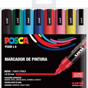 Set 8 Rotulador Posca Pc5m Colores Básicos