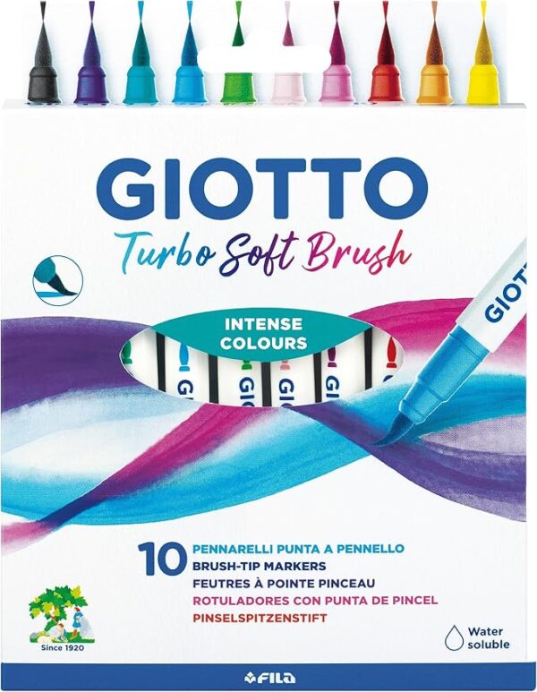 GIOTTO Turbo Soft Brush, Rotuladores con Punta de Pincel, Colores Surtidos, 10 uds.