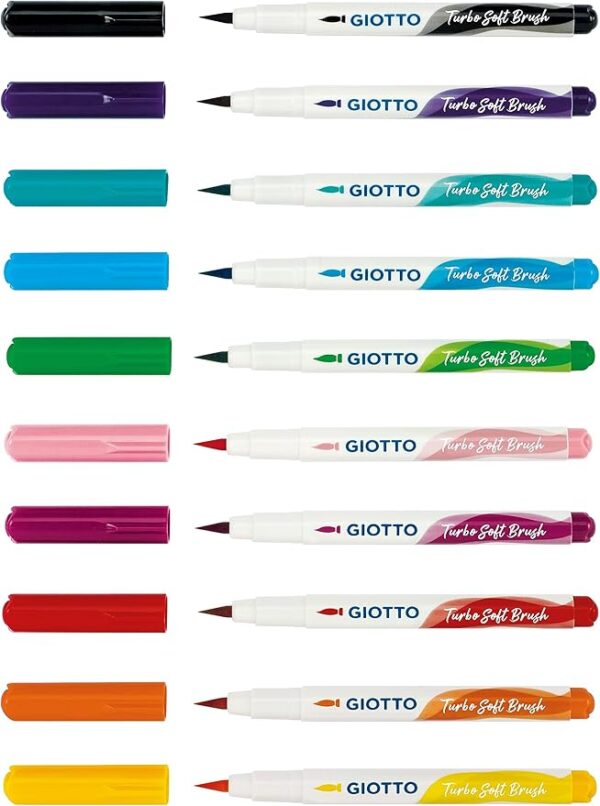 GIOTTO Turbo Soft Brush, Rotuladores con Punta de Pincel, Colores Surtidos, 10 uds. - Imagen 3